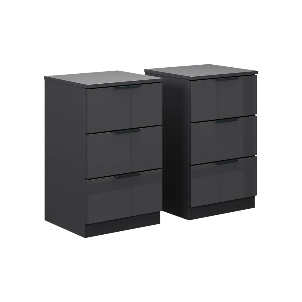 Table de nuit en Noir Haute brillance sur fond blanc