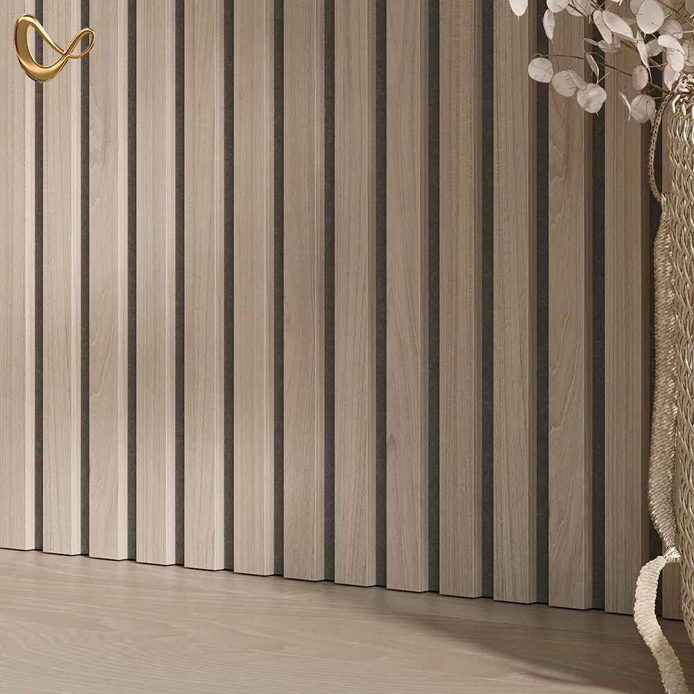 Wandpaneele in Braun, dargestellt im Ambiente mit Dekoration