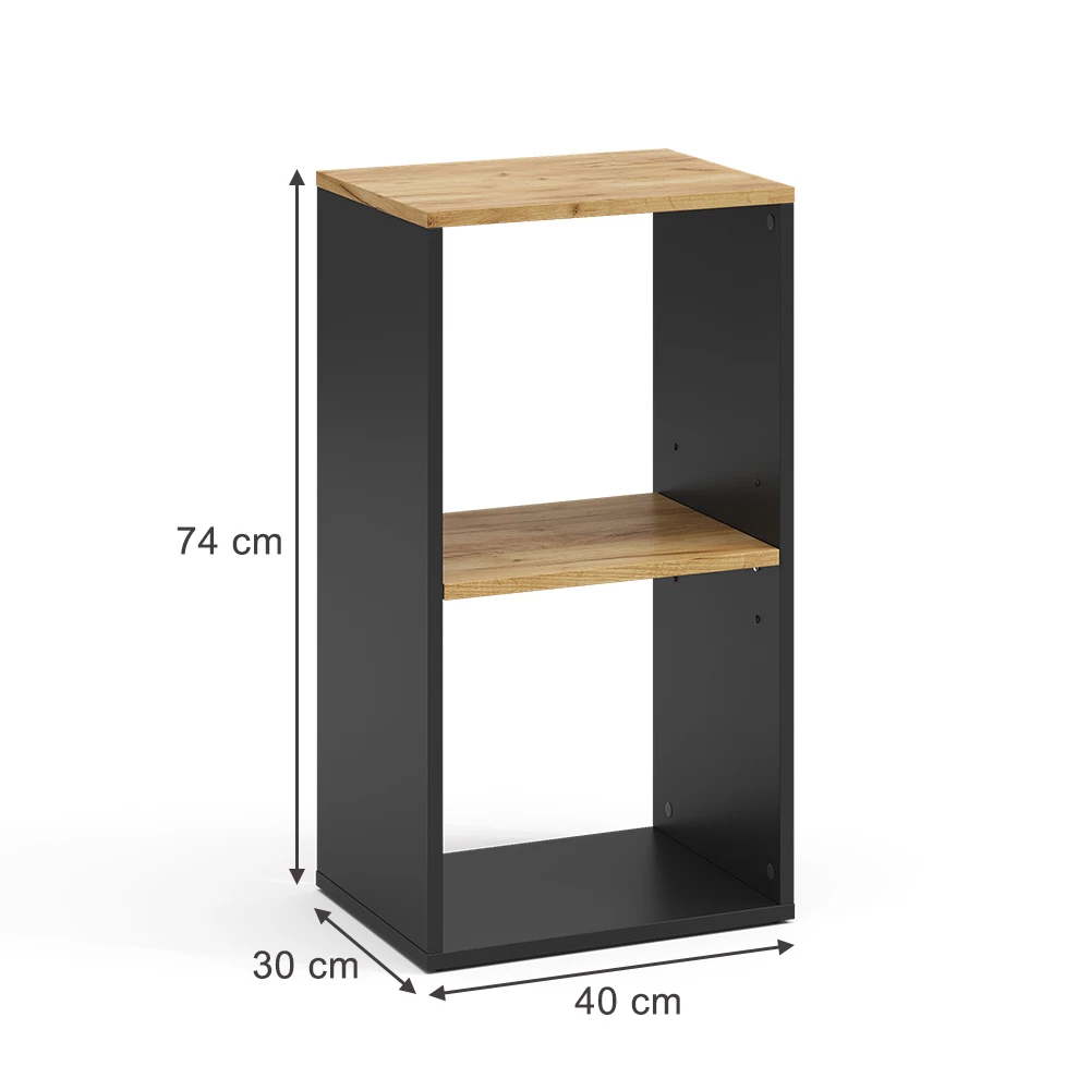 Bücherregal in Anthrazit/Goldkraft Eiche auf weißem Hintergrund