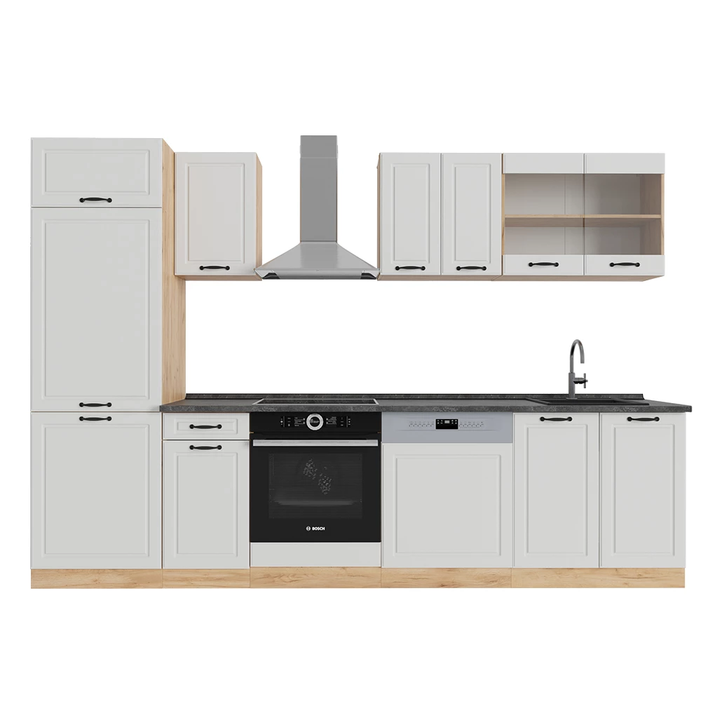 Kitchenette in Casă de țară albă / stejar auriu on white background