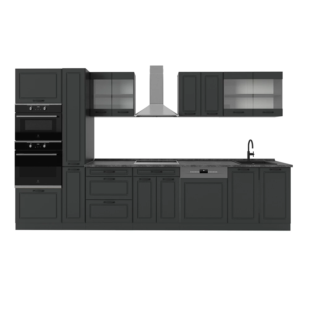 Complete keuken in Antraciet landhuis/antraciet on white background
