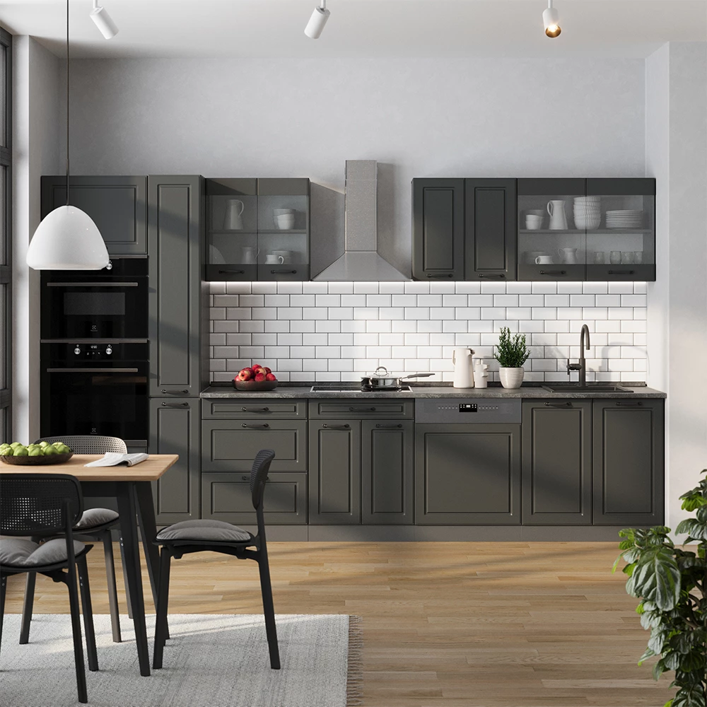 Complete keuken in Antraciet landhuis/antraciet shown in ambient setting with decoration