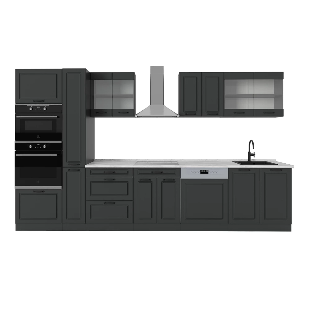 Keuken in Antraciet landhuis/antraciet on white background