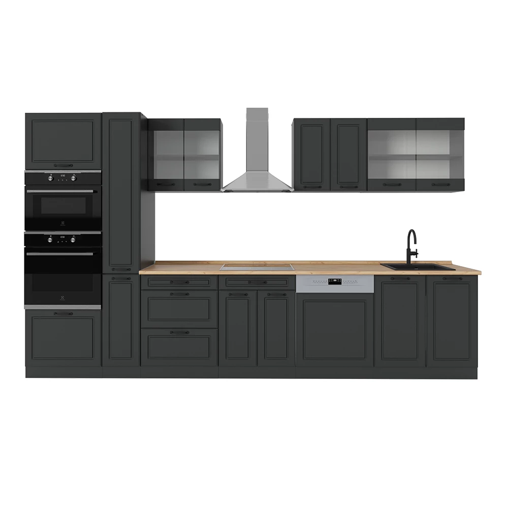 Complete keuken in Antraciet landhuis/antraciet on white background
