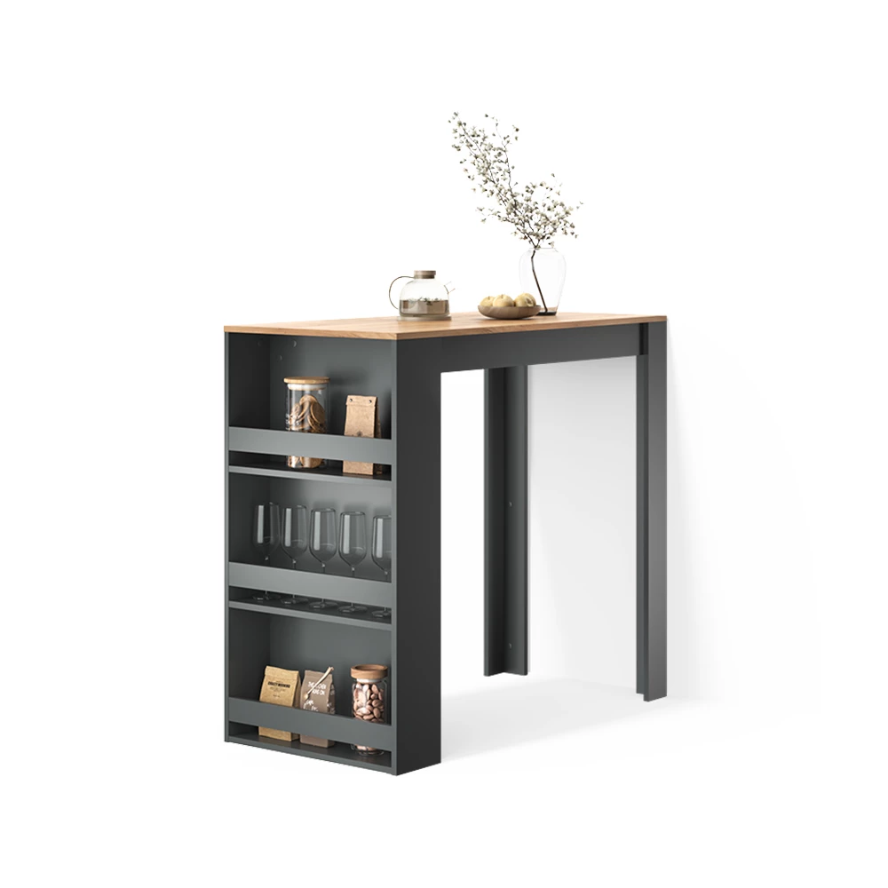 Bartisch in Goldkraft Eiche/Anthrazit auf weißem Hintergrund