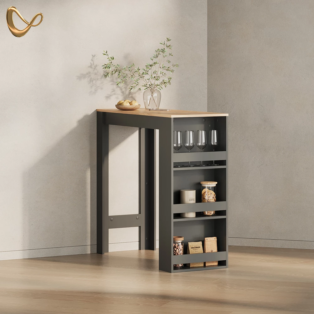 Bartisch Regusa Anthrazit/Goldkraft Eiche 45 x 110 cm livinity®