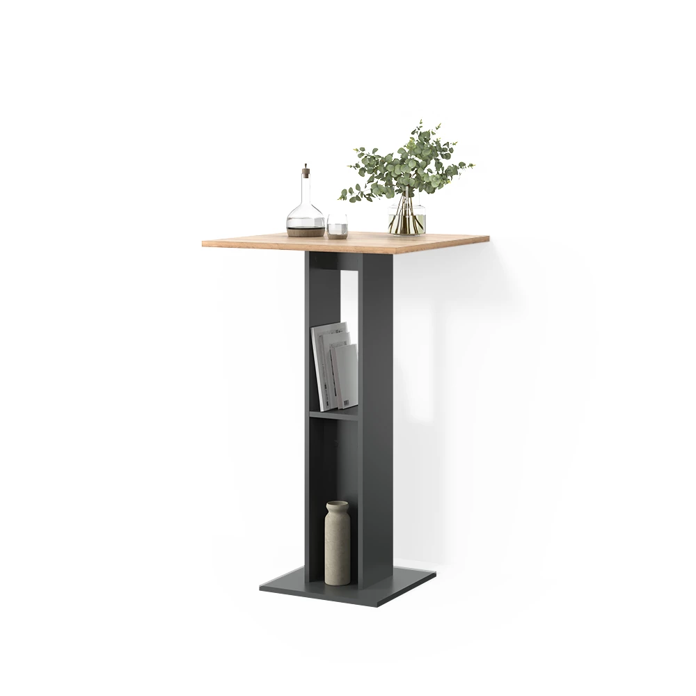 Bartisch in Goldkraft Eiche/Anthrazit auf weißem Hintergrund