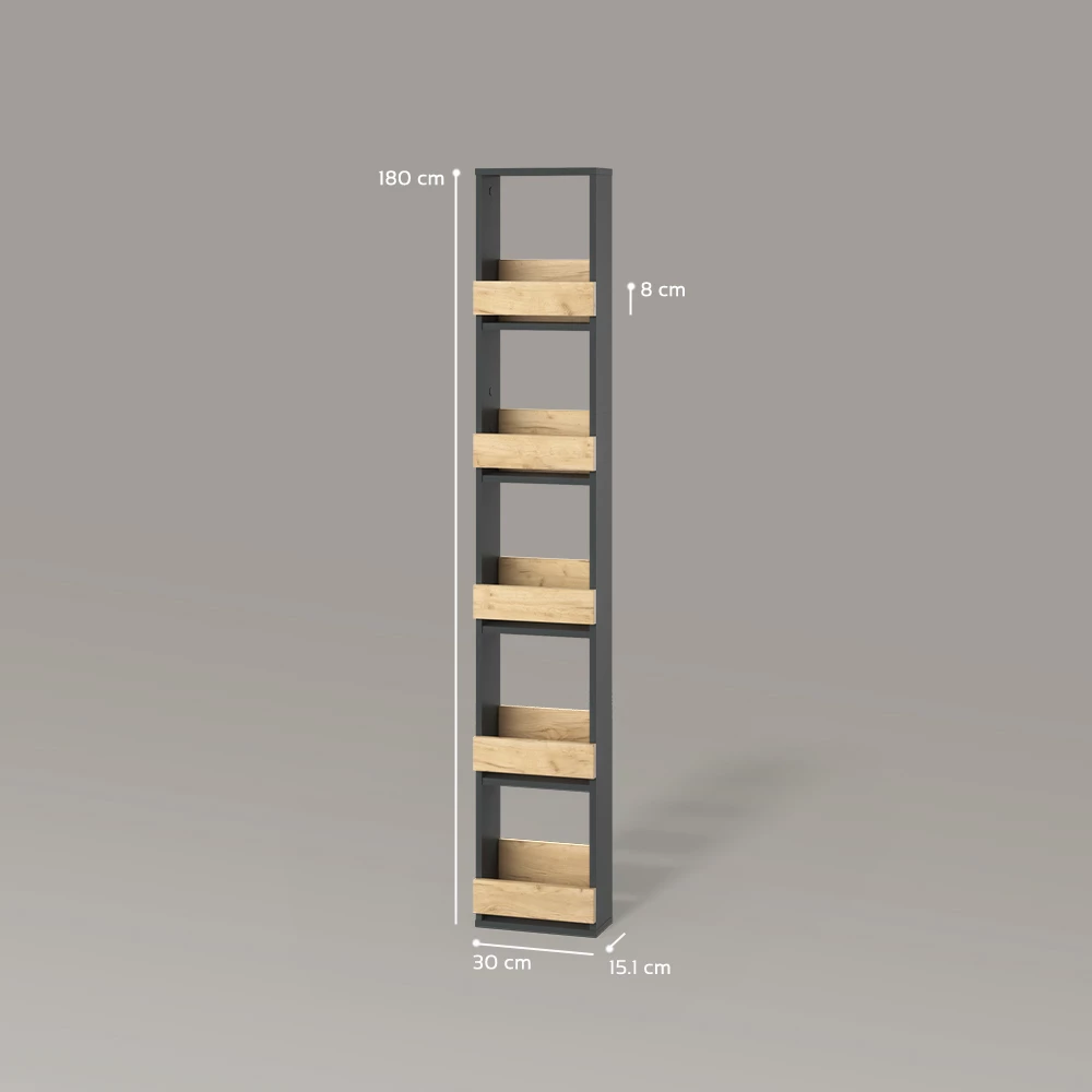 Weinglasregal Regusa Goldkraft Eiche/Anthrazit 30 x 180 cm livinity®