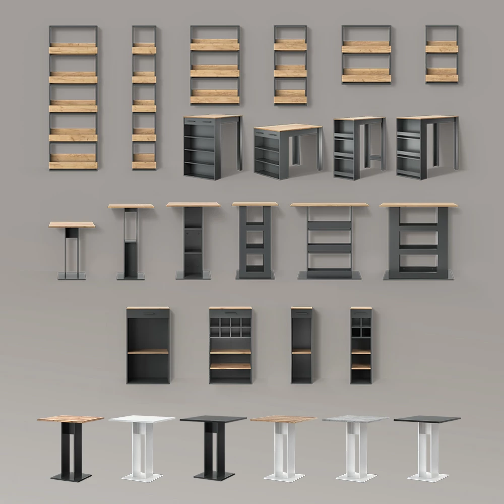 Weinglasregal Regusa Goldkraft Eiche/Anthrazit 30 x 180 cm livinity®