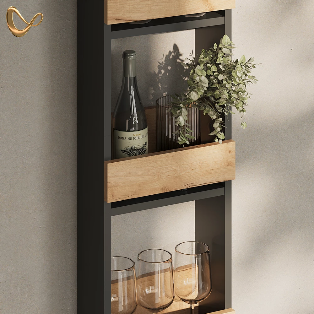 Weinglasregal Regusa Goldkraft Eiche/Anthrazit 30 x 180 cm livinity®