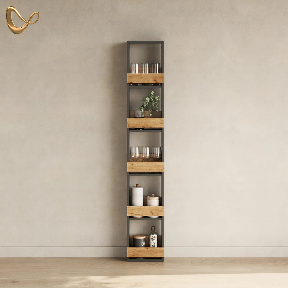 Weinglasregal Regusa Goldkraft Eiche/Anthrazit 30 x 180 cm livinity®