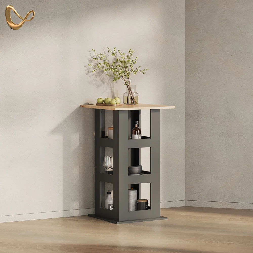 Bartisch Regusa Goldkraft Eiche/Anthrazit 65 x 65 cm livinity®