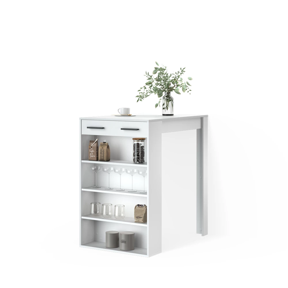 Bartisch in Weiß auf weißem Hintergrund
