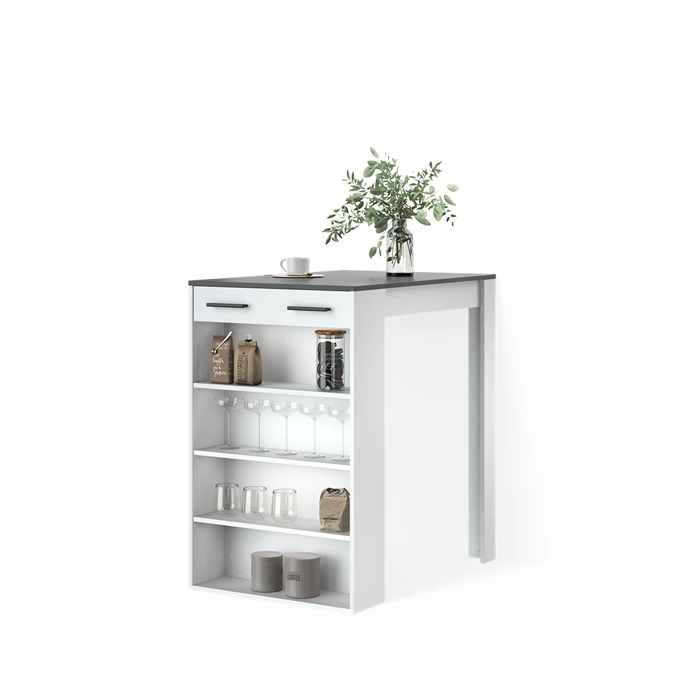 Bartisch in Weiß/Anthrazit auf weißem Hintergrund