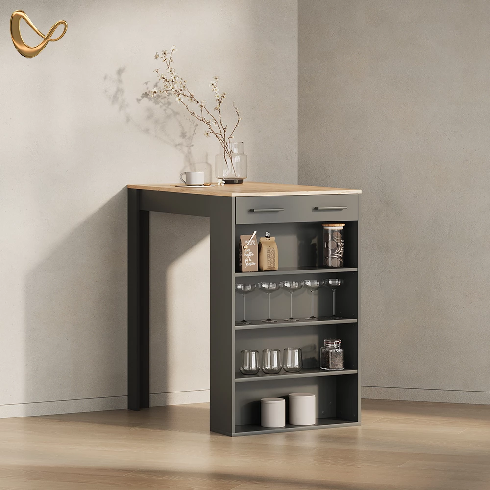 Bartisch Regusa Anthrazit/Goldkraft Eiche 67 x 100 cm livinity®