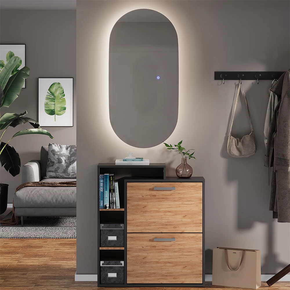 Badezimmerspiegel Miral Glas 100 x 2.8 cm mit Backlight Beleuchtung Vicco