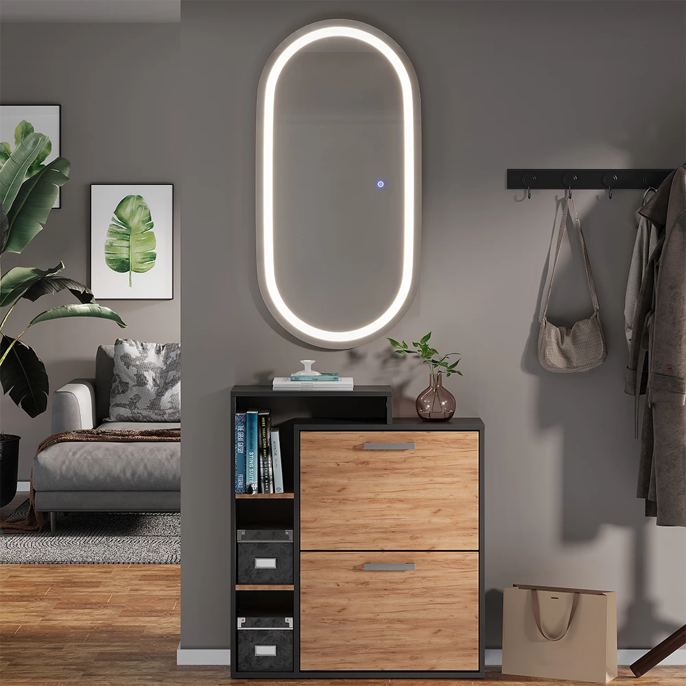 Badkamerspiegel Miral Glas 100 x 2.8 cm met koplampverlichting Vicco