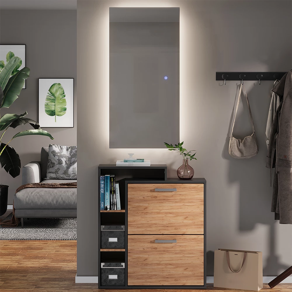 Badezimmerspiegel Miral Glas 100 x 2.8 cm mit Backlight Beleuchtung Vicco