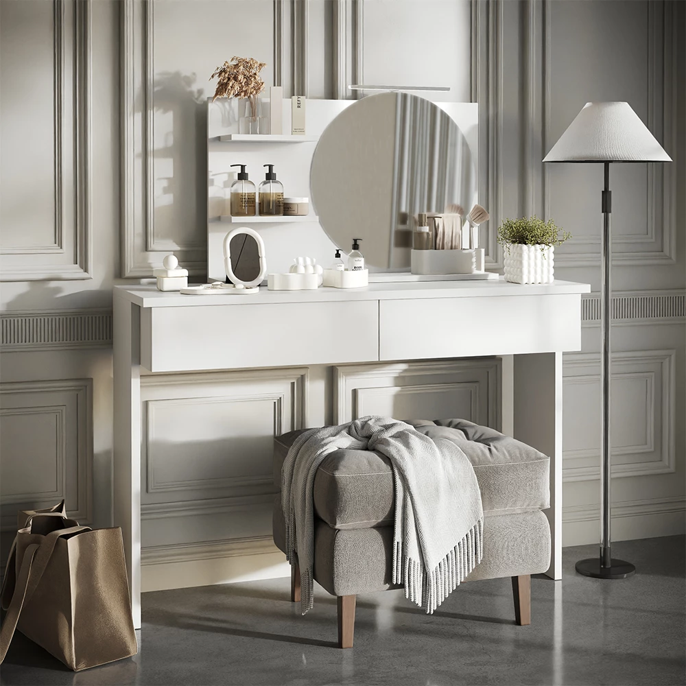 Badspiegelschrank Avena Weiß 80 x 50 cm mit 3 offenen Fächern Vicco