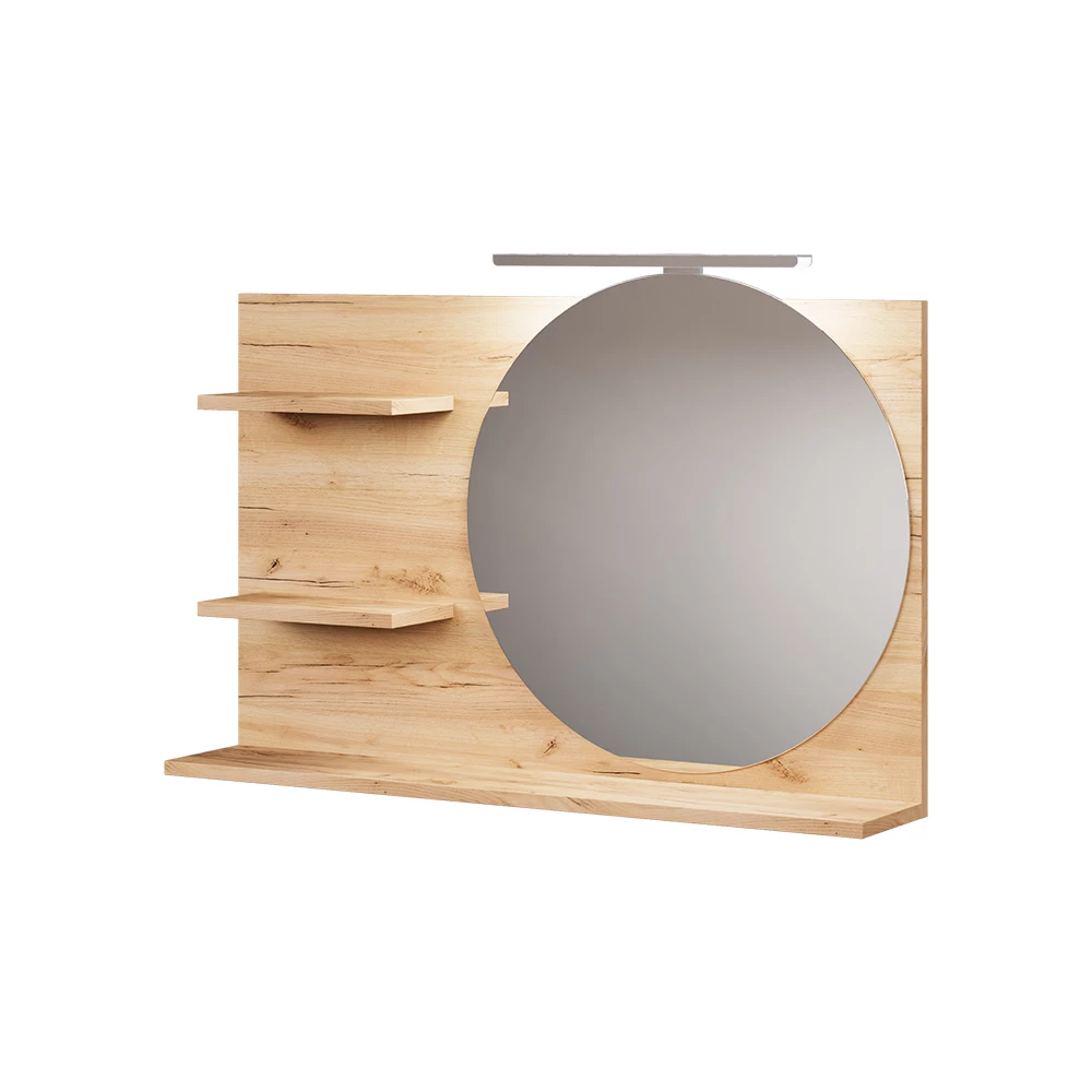 Specchio contenitore bagno in Rovere on white background