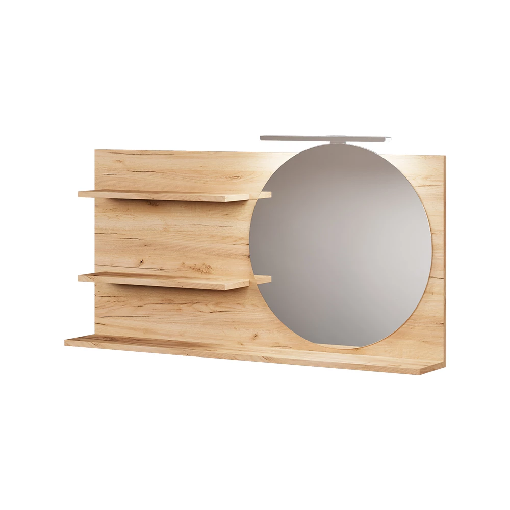 Specchio contenitore bagno in Rovere on white background