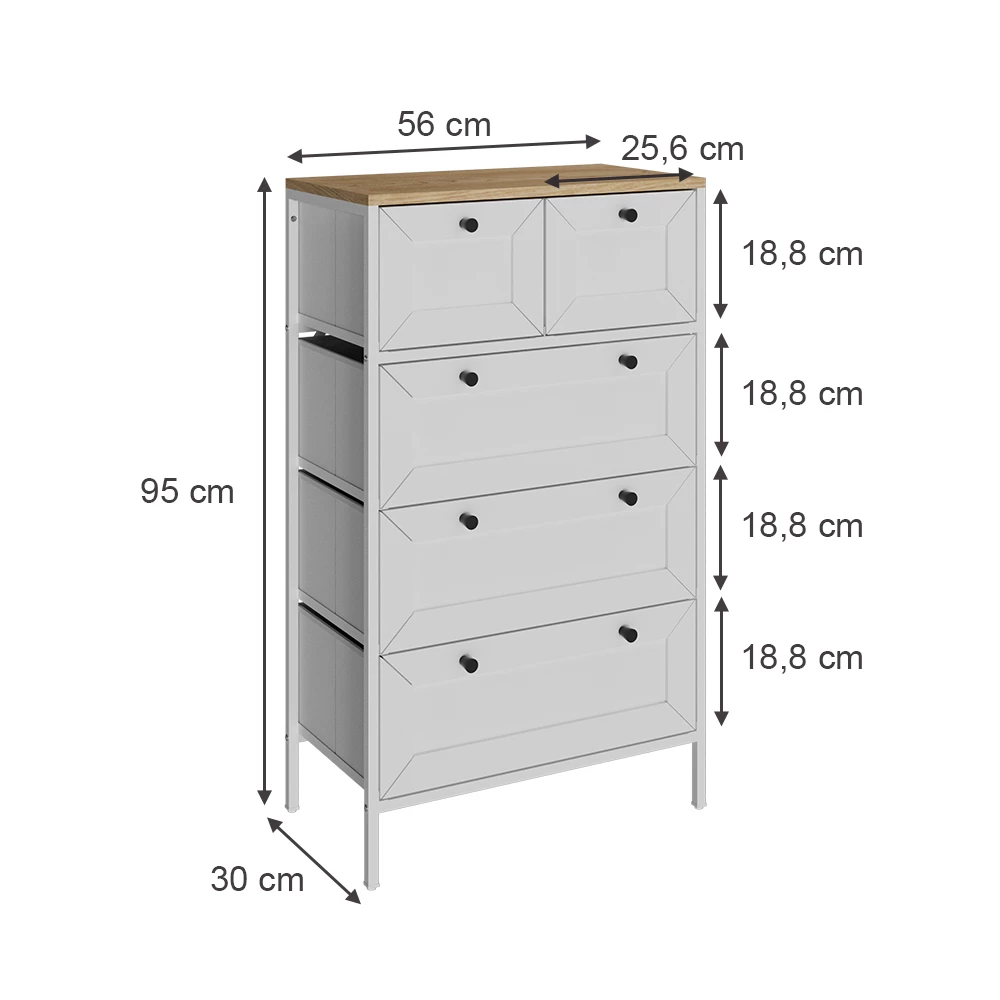 Kommode in Weiß auf weißem Hintergrund