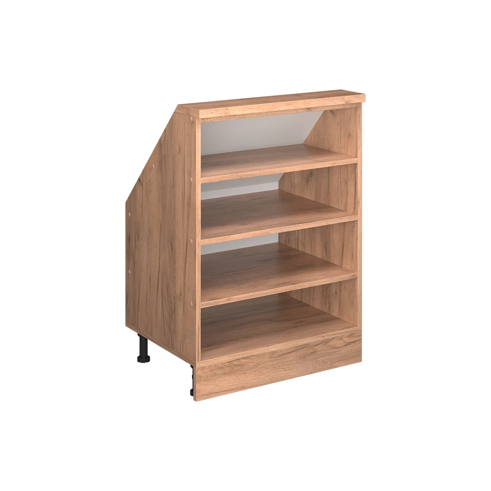 Ferde tetőszekrény Arany Power tölgy színben fehér háttéren