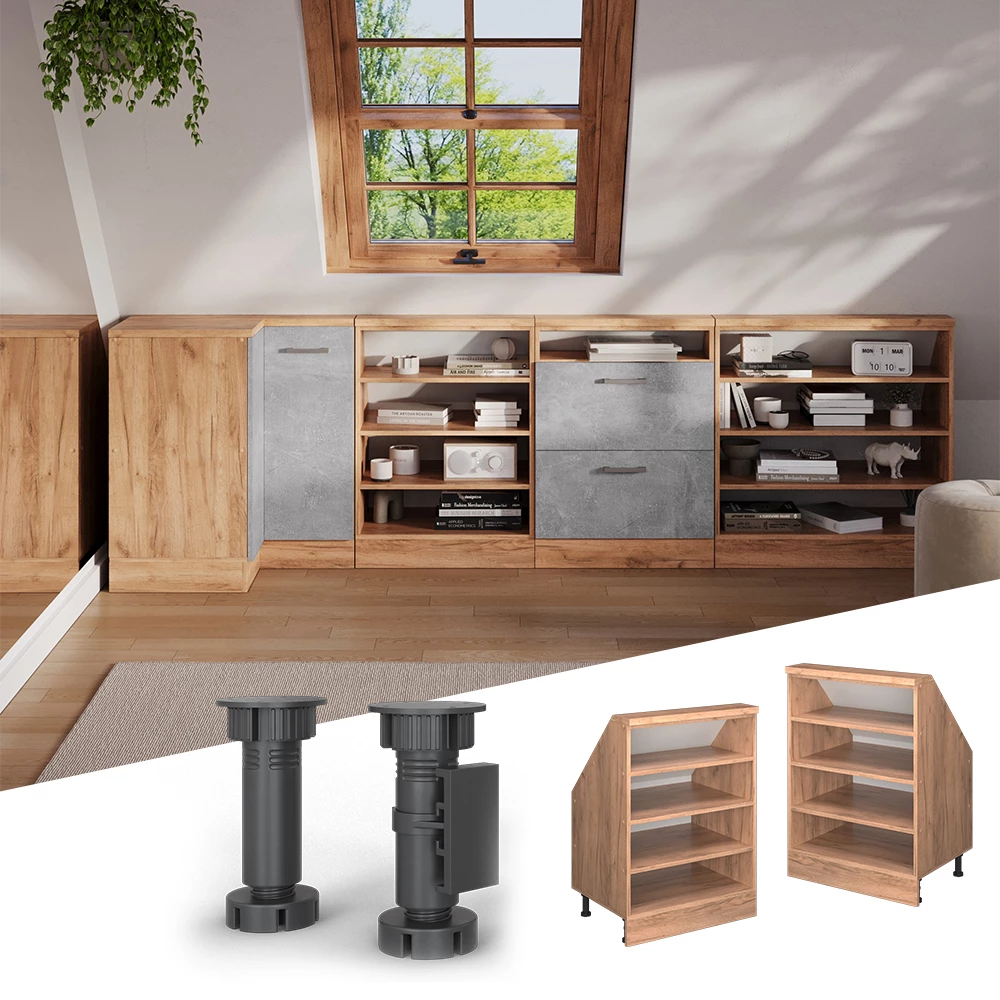 Ferde tetőszekrény Arany Power tölgy színben fehér háttéren