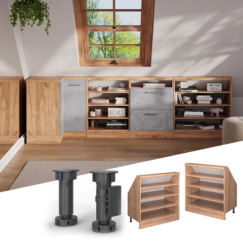 Ferde tetőszekrény Arany Power tölgy színben fehér háttéren