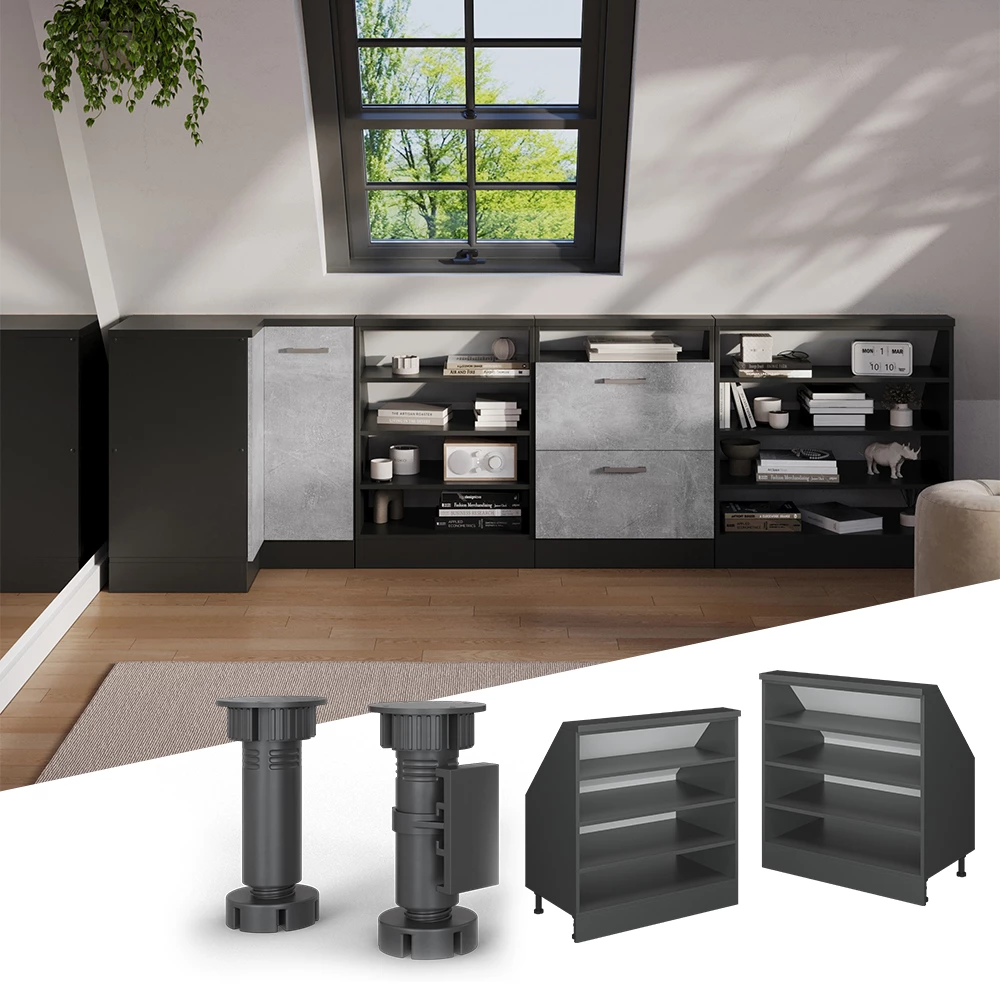 Ferde tetőszekrény Antracit színben fehér háttéren