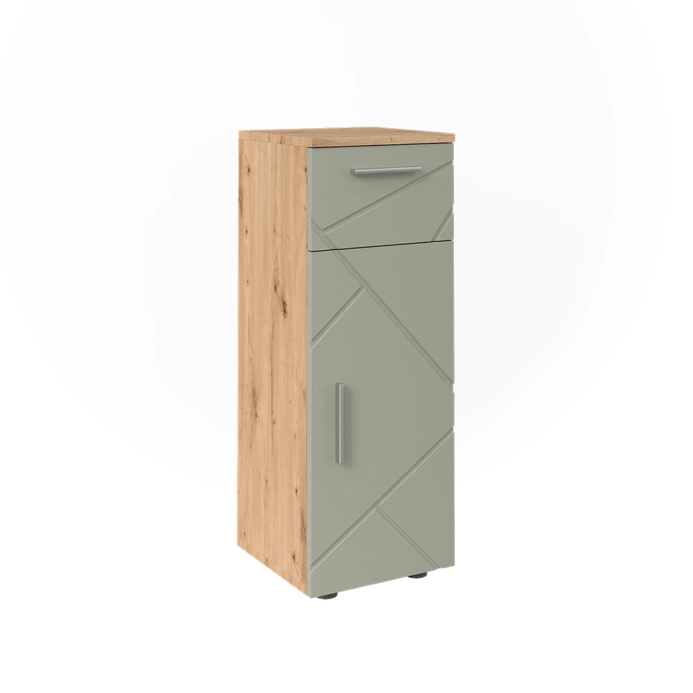 Halfhoge kast in Saliegroen on white background
