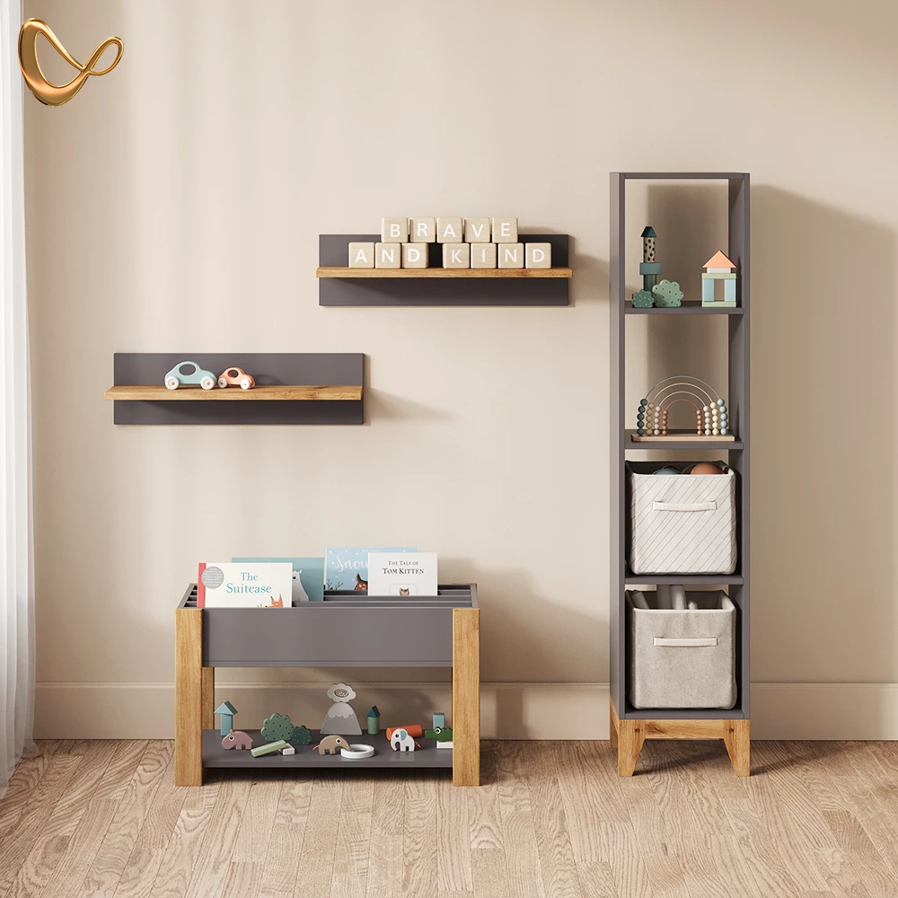 Kinderregal Mailo Grau/Artisan 35.2 x 159.5 cm livinity®