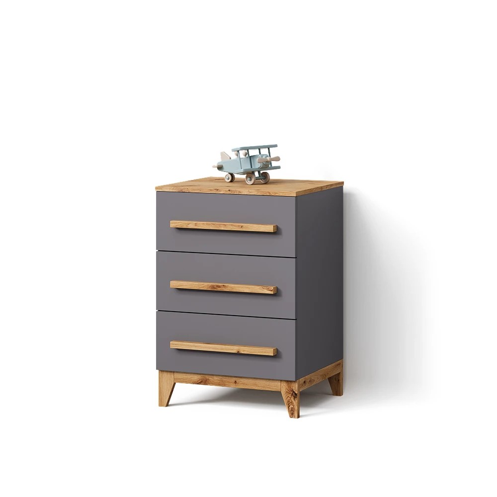 Kommode in Grau/Artisan auf weißem Hintergrund