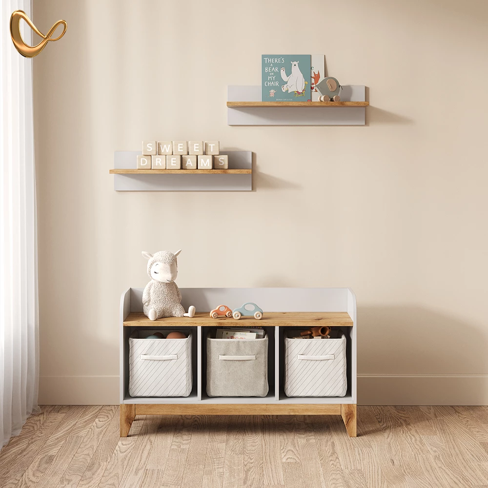 Kindersitzbank Mailo Weiß/Artisan 107.2 x 63.8 cm mit 2 Schubladen livinity®