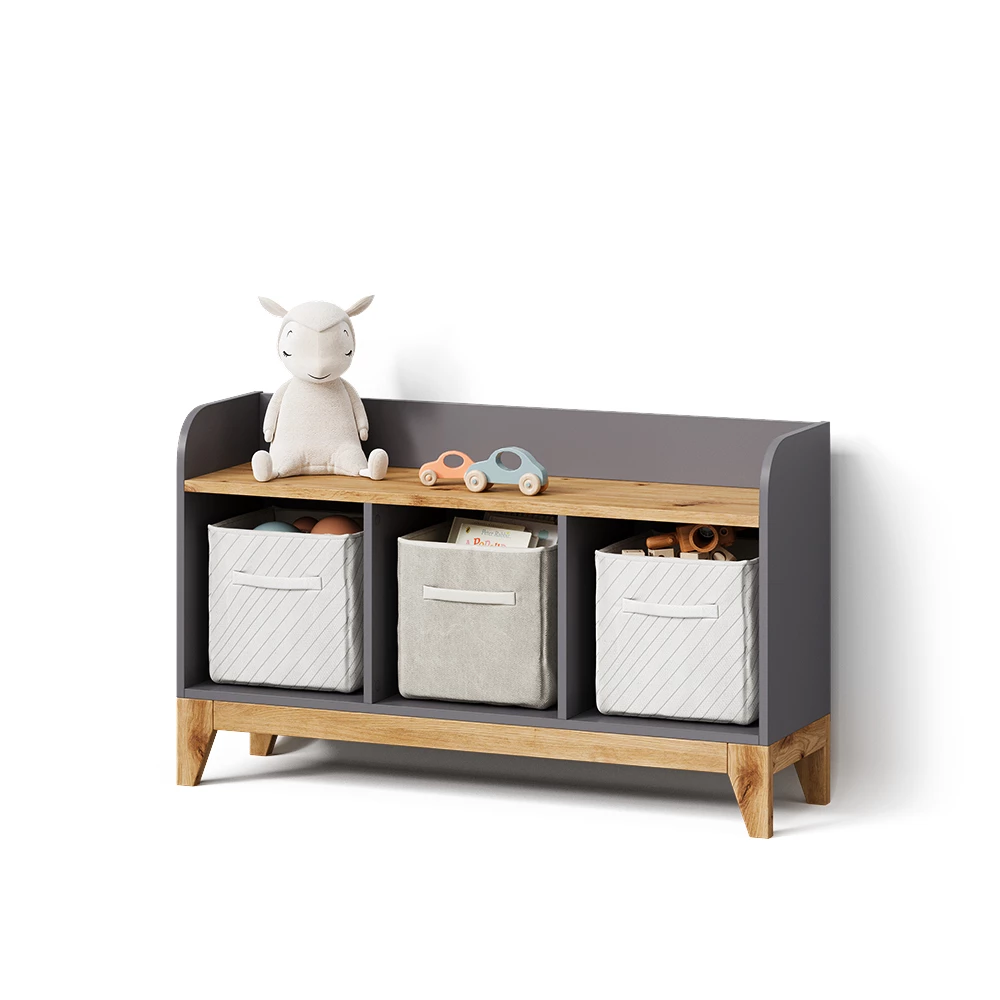 Kindersitzbank Mailo Grau/Artisan 107.2 x 63.8 cm XL mit 3 Schubladen livinity®