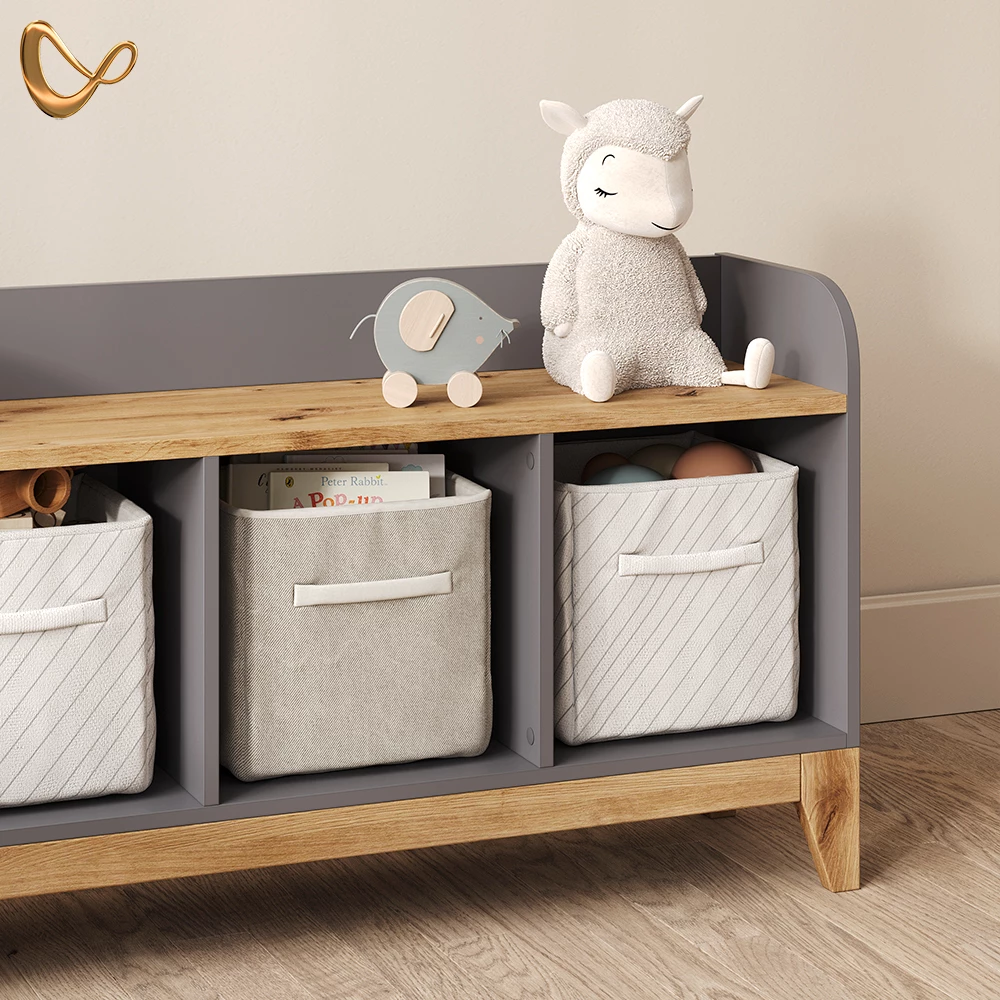 Kindersitzbank Mailo Grau/Artisan 107.2 x 63.8 cm XL mit 3 Schubladen livinity®