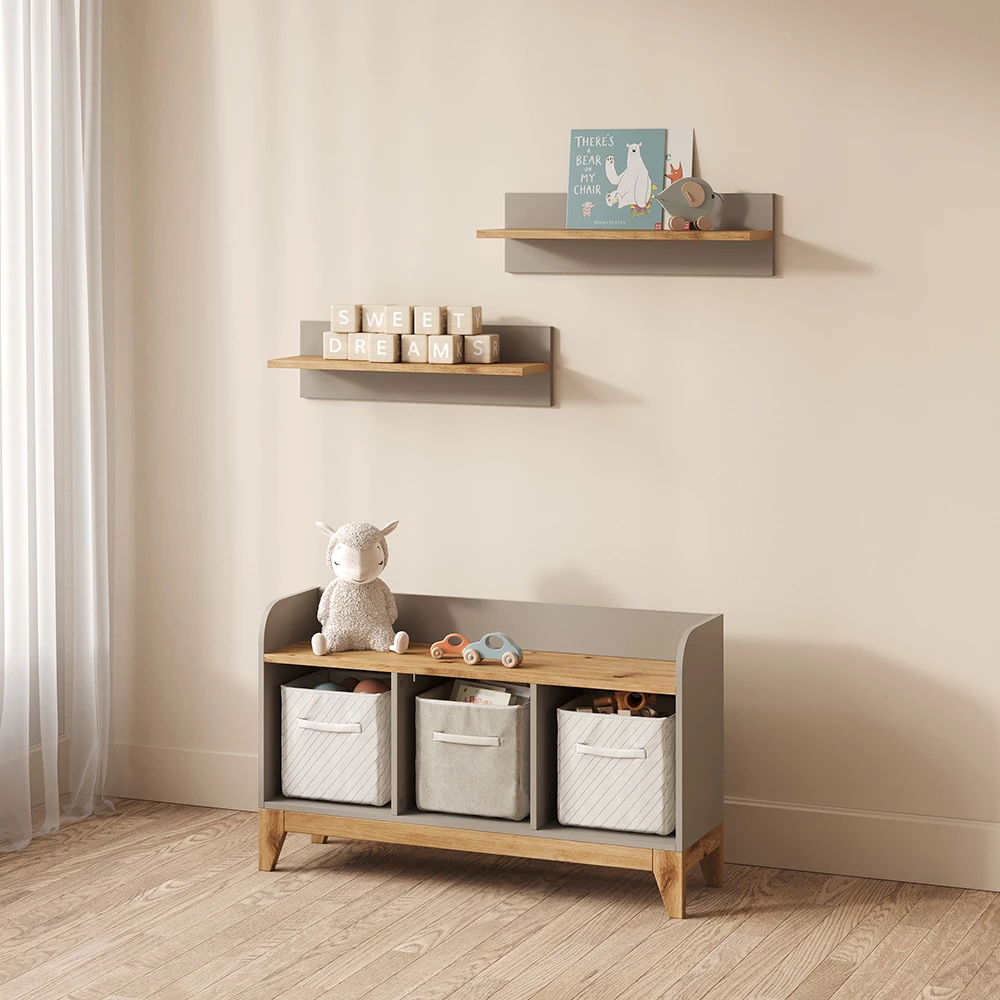 Kindersitzbank Mailo Cashmere/Artisan 107.2 x 63.8 cm XL mit 3 Schubladen livinity®