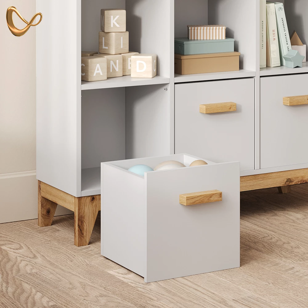 Kinderregal Mailo Weiß/Artisan 98.4 x 113.4 cm XL mit 3 Schubladen livinity®