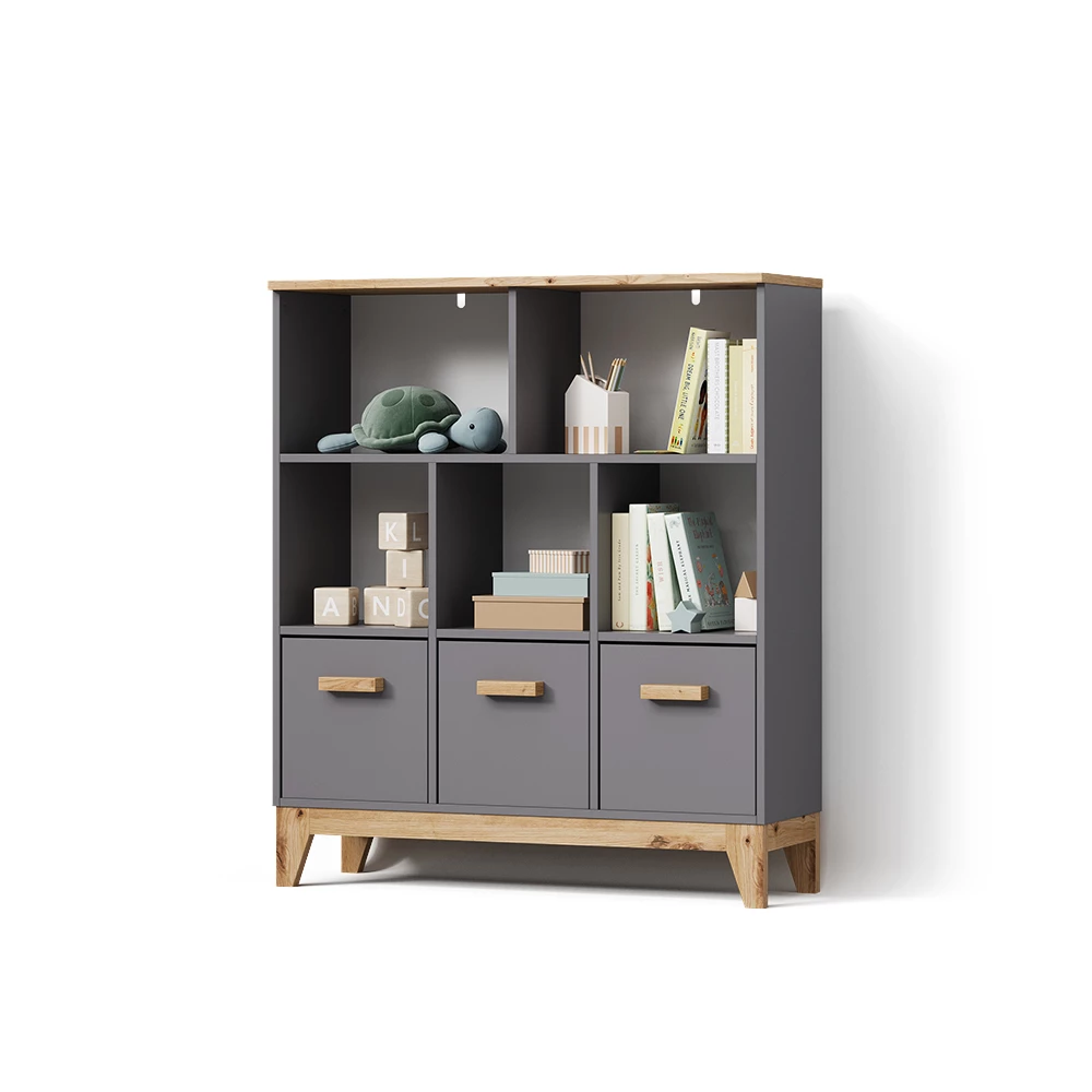 Kinderregal Mailo Grau/Artisan 98.4 x 113.4 cm livinity®