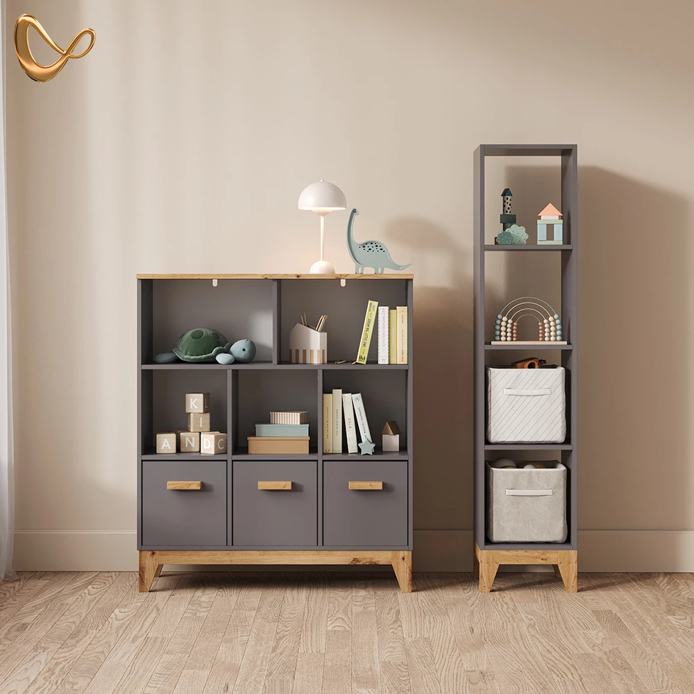 Kinderregal Mailo Grau/Artisan 98.4 x 113.4 cm livinity®