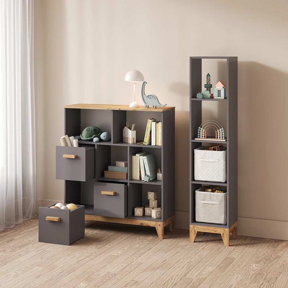 Kinderregal Mailo Grau/Artisan 98.4 x 113.4 cm livinity®