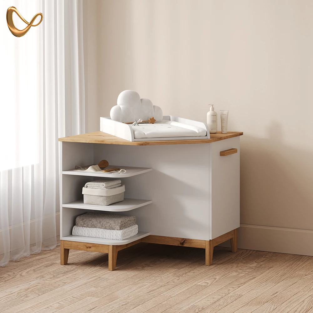 Wickelkommode Mailo Weiß/Artisan mit Tür livinity®