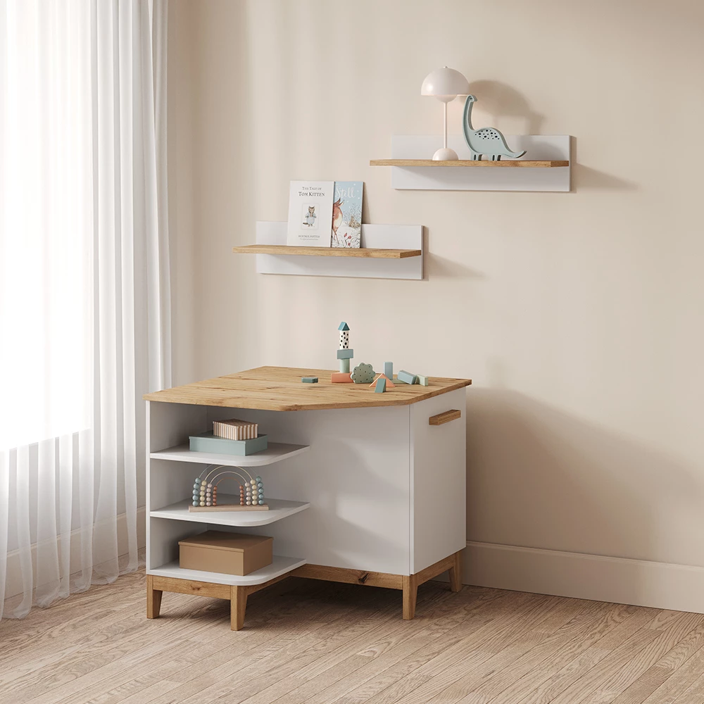 Wickelkommode Mailo Weiß/Artisan mit Tür livinity®