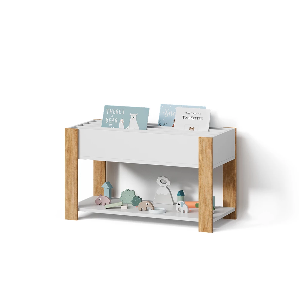 Kinderregal Mailo Weiß/Artisan 80 x 46 cm mit Sitzbank livinity®