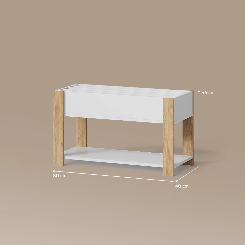 Kinderregal Mailo Weiß/Artisan 80 x 46 cm mit Sitzbank livinity®