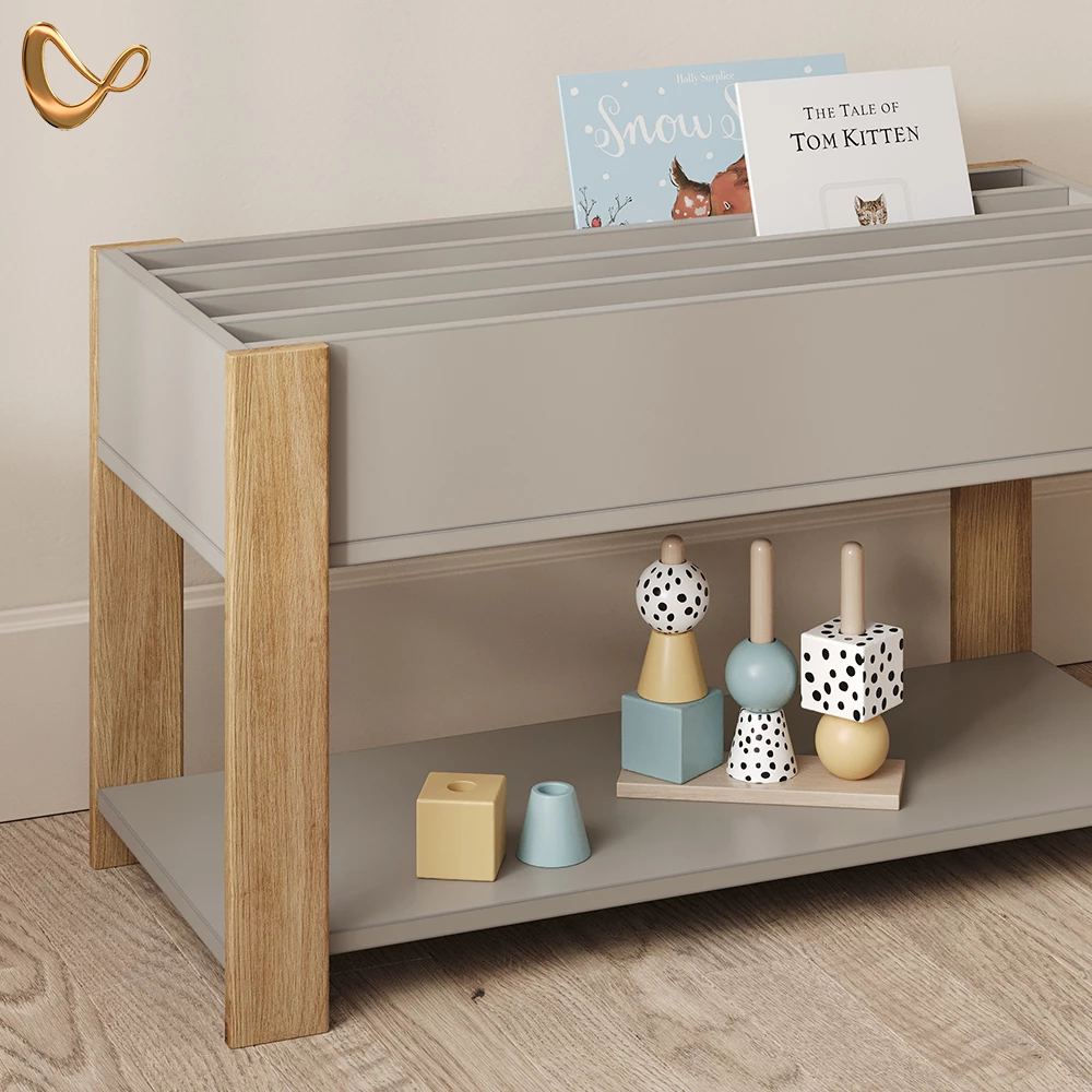 Nahaufnahme von Kinderregal in Cashmere/Artisan, zeigt Design- und Oberflächendetails