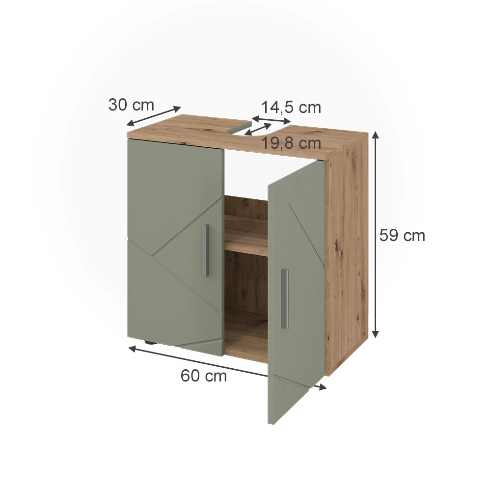 Mobile sottolavabo per bagno in Verde salvia on white background