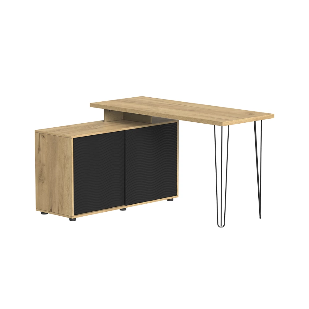 Schreibtisch  in Schwarz auf weißem Hintergrund