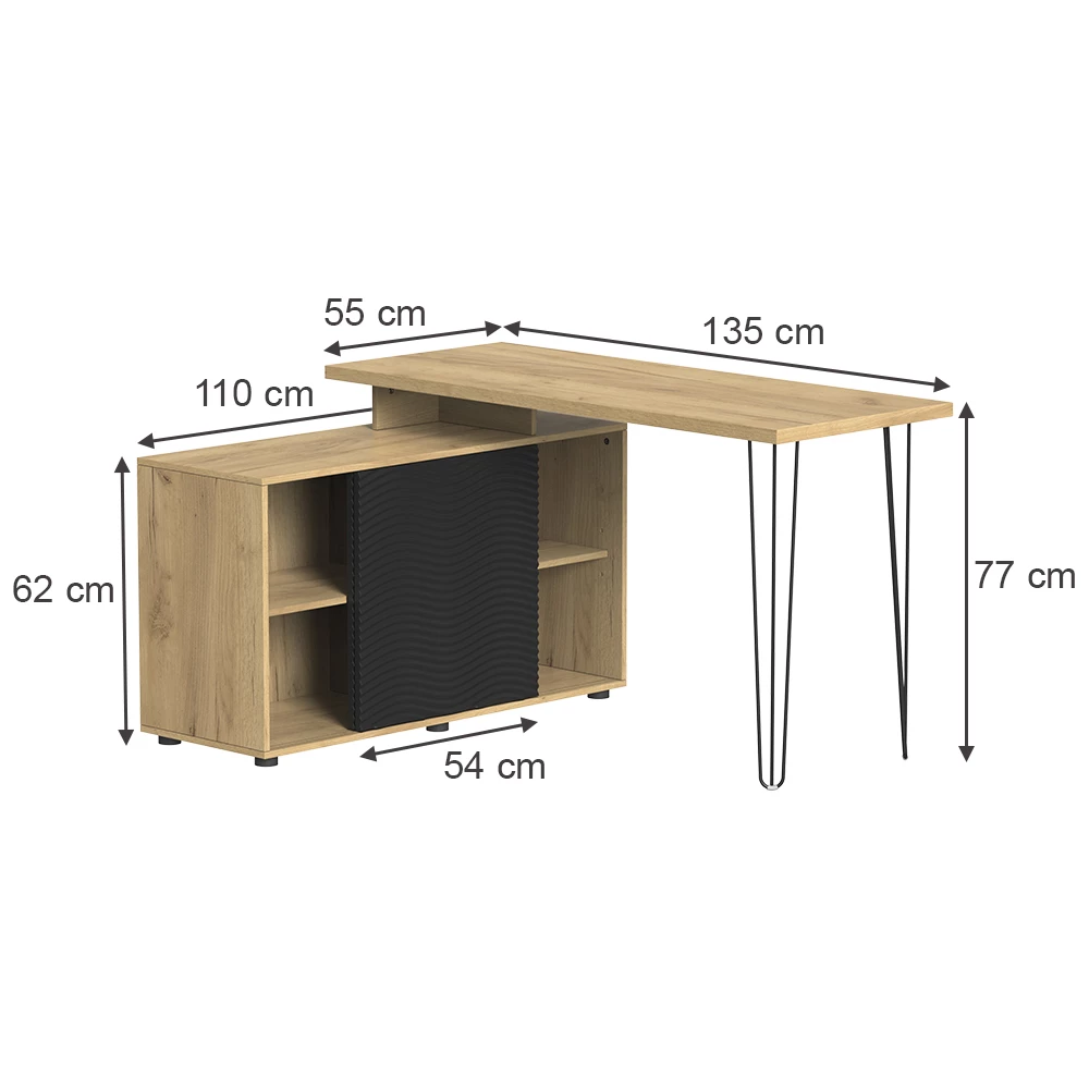 Schreibtisch  in Schwarz auf weißem Hintergrund