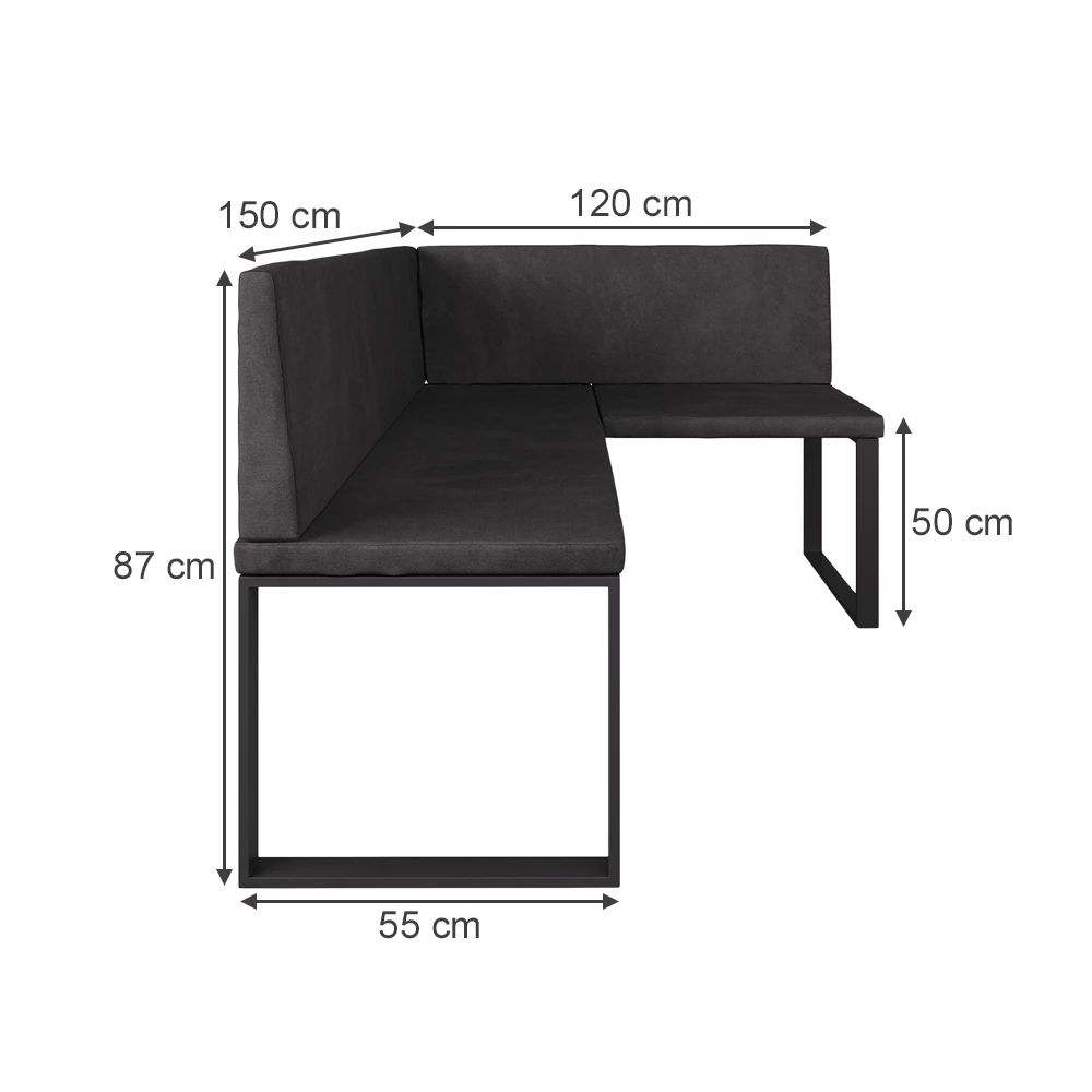 Rohová lavica do jedálne in antracitová on white background